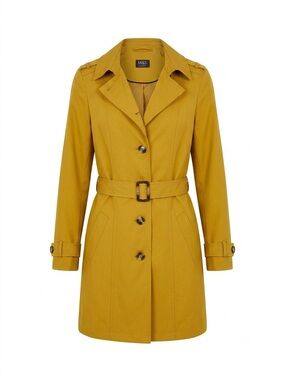 M&S Dark Gold Belted Trench Coat Sz US 8 / UK 12 – Classic 2-Piece Mac Jacket